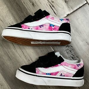 Vans Butterfly Sneakers Girls Pink Black Size 4.5